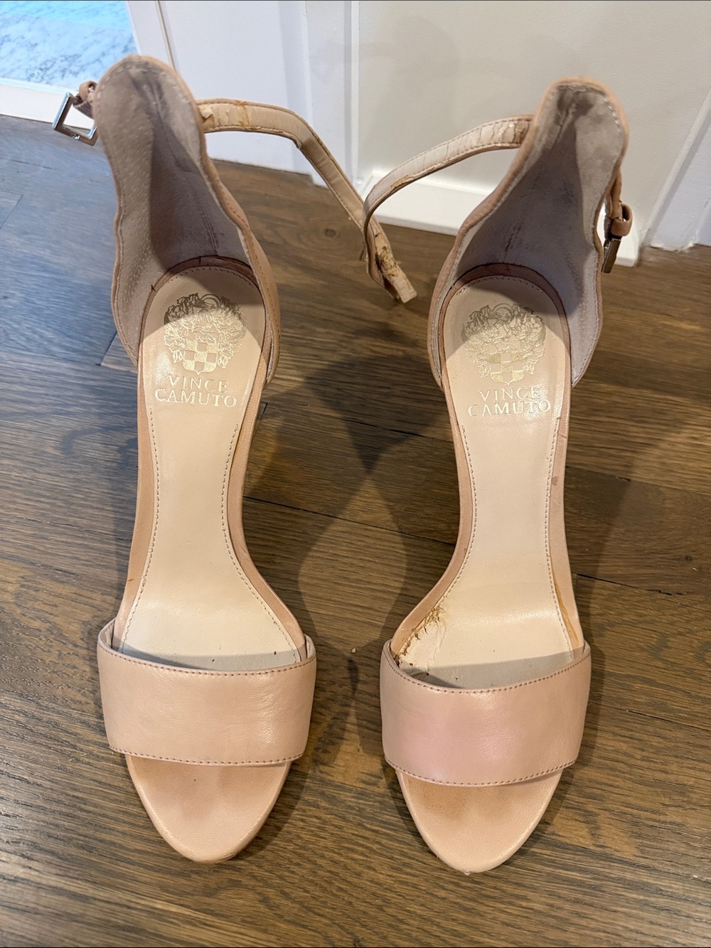 Vince Camuto Blush Leather Ankle-Strap Heels